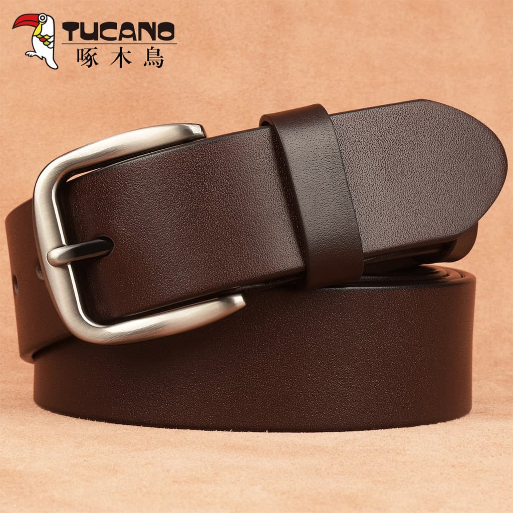 Woodpecker primeira camada de couro masculino cinto estendido couro genuíno 145cm gordura pino fivela calças cinto