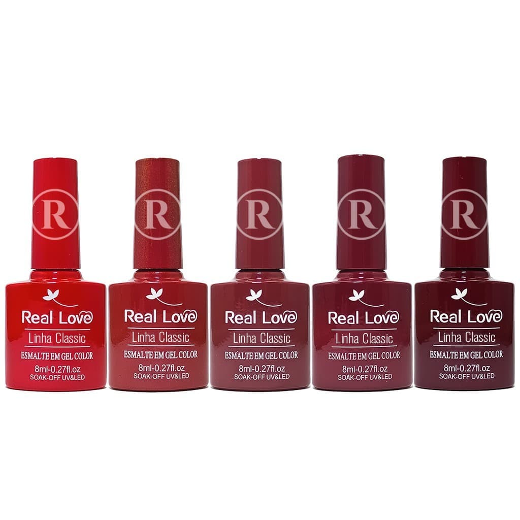 Kit 4  Esmalte Em Gel Tons Vermelhos Uv/led Soak-Off Linha Classic - 8ml - Real Love