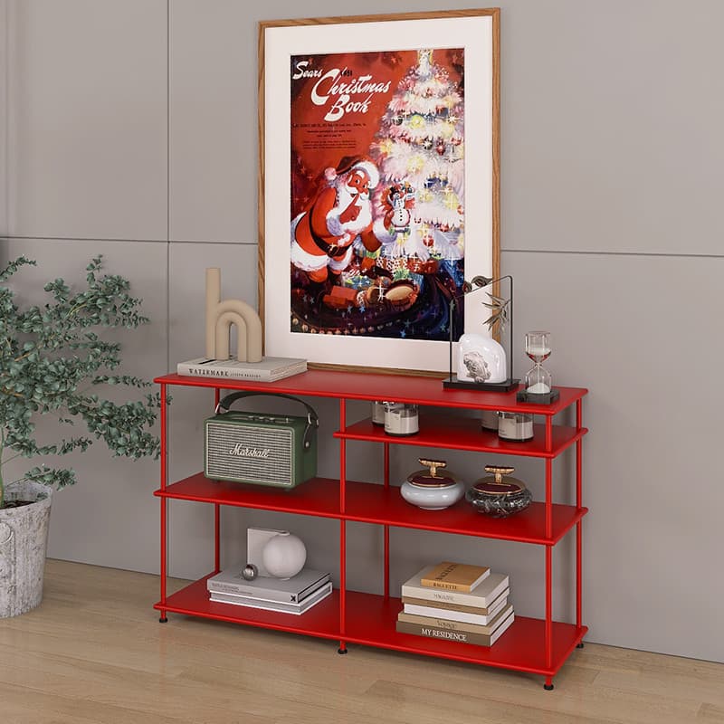 Prateleira de armazenamento mesa vermelha estilo antigo médio sala de estar prateleira ins estante de chão pequena prate