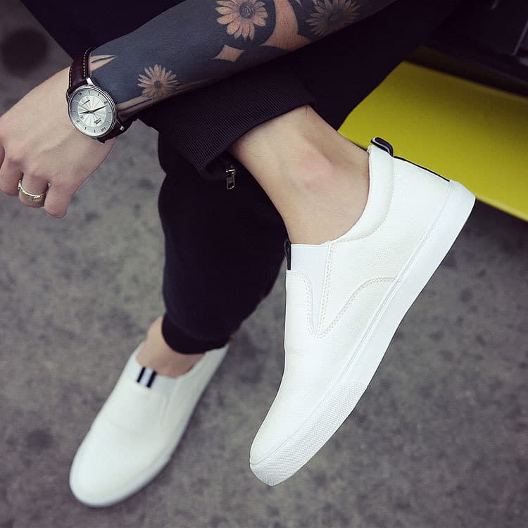 Primavera ervilhas sapatos masculinos na moda All-Match couro respirável Casual preguiçoso sapatos deslizamento-On sapat
