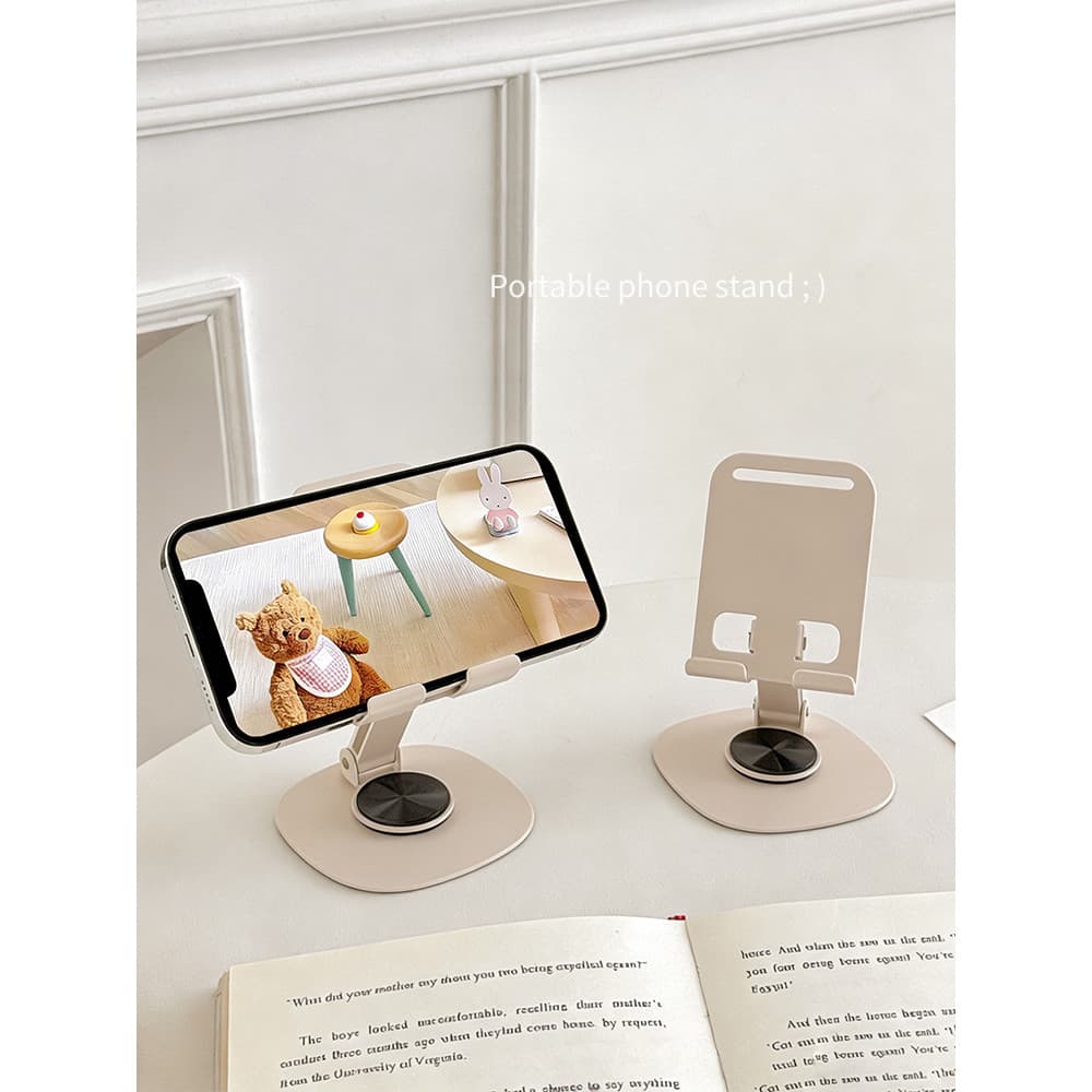 Ins estilo creme bege Metal suporte do telefone 2026 novo estilo dobrável portátil pessoas preguiçosas assistindo Drama