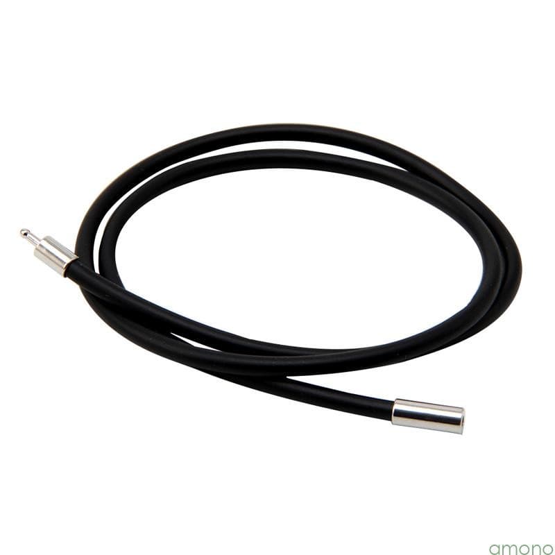 Colar Corda Borracha Amon Fecho Aço Inoxidável Preto 3 Mm 18 Polegadas