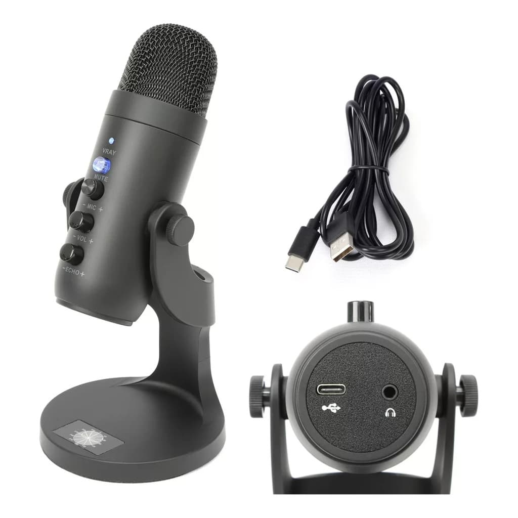 Microfone Condensador Usb 360º Mv7 - Kapbom Cor Preto