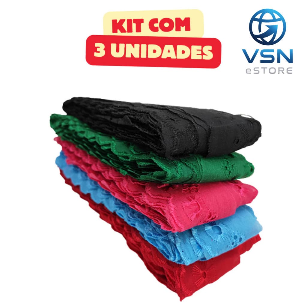 3 Unidades de Bordado Inglês / Lese Ref. CTB 134 5cm cores peça com 13,70m