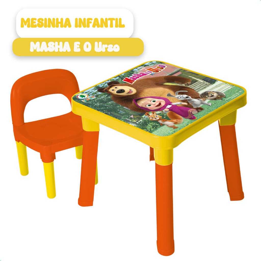 Mesinha Com Cadeira Infantil Masha E O Urso