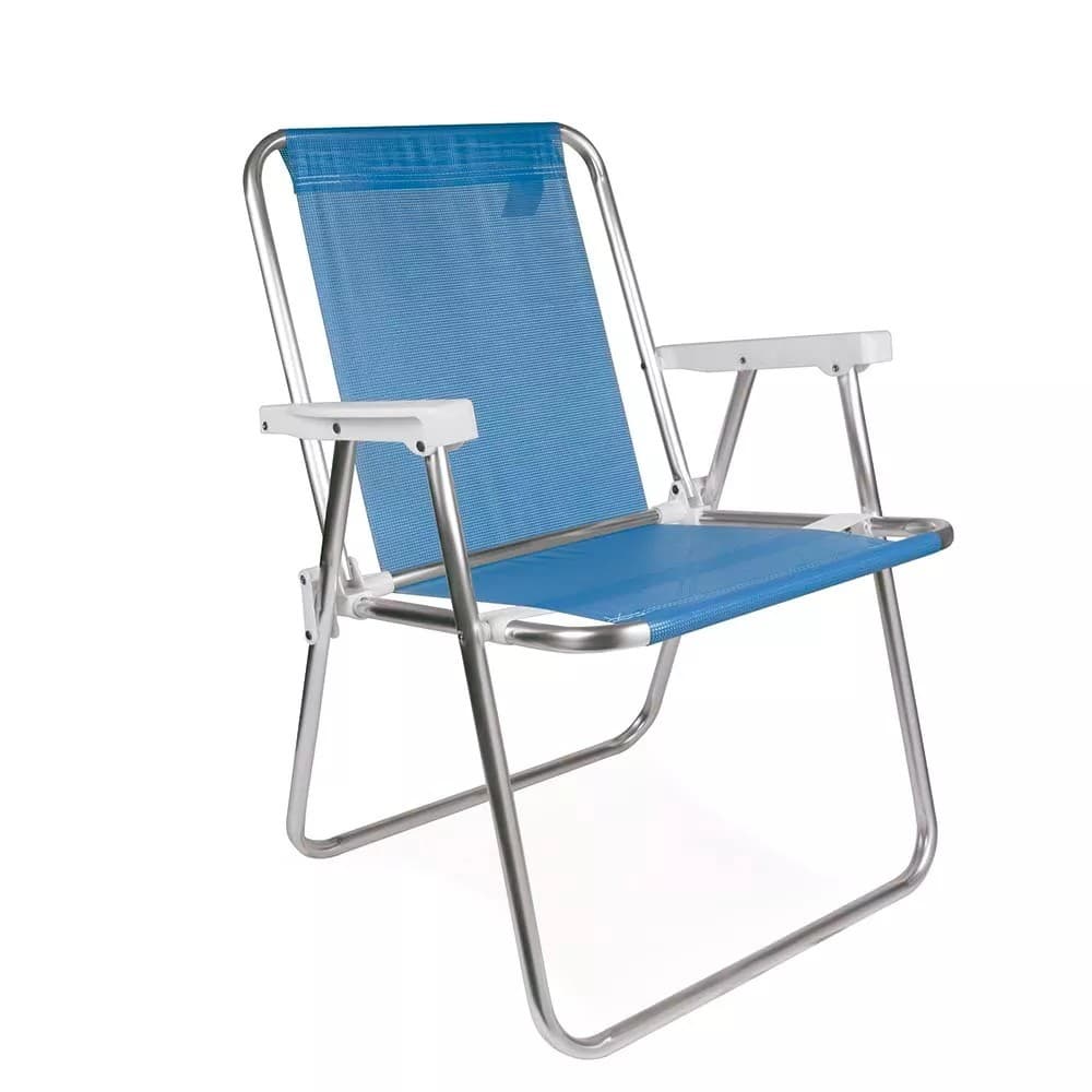 Cadeira De Praia Piscina Camping Alta Alumínio Mor Sannet Azul