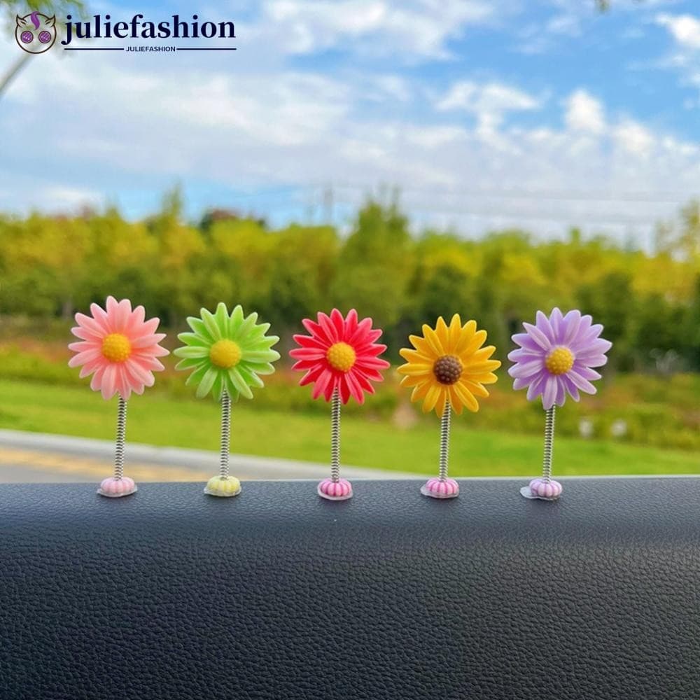 JULIEFASHION 5 Pcs Dos Desenhos Animados Interior Do Carro Balançando Cabeça Girassóis Ornamento Decoração Com Primavera