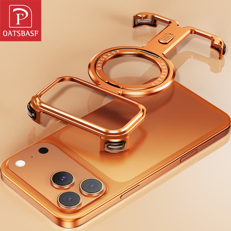 OATSBASF Telefone De Metal Minimalista Elegante À Prova De Choque Com 360 ° Suporte De Rotação Para iPhone 17 Promax