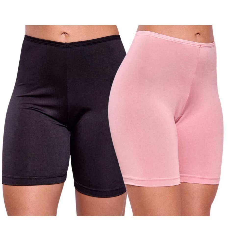 Kit 2 Anágua Feminina Shorts Segunda Pele Calção em Preto e Bege