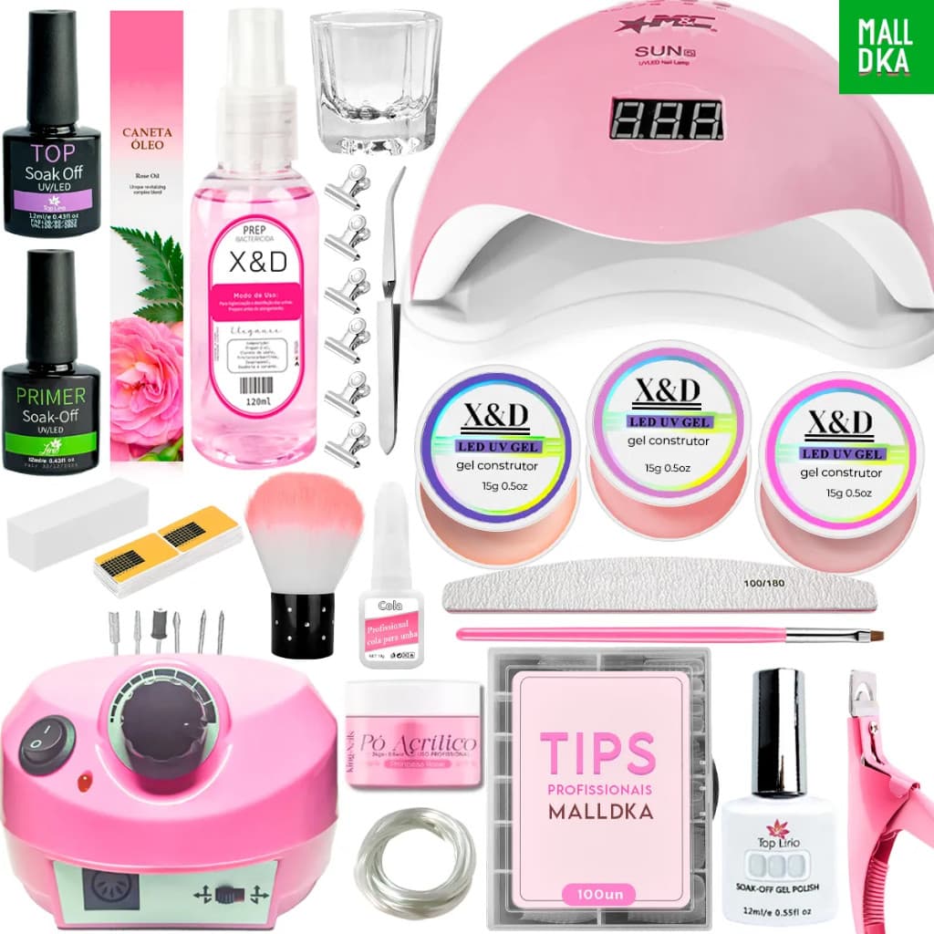 Kit Unha De Gel Alongamento Manicure Acrigel Completo Cabine Manicure Profissional Polygel