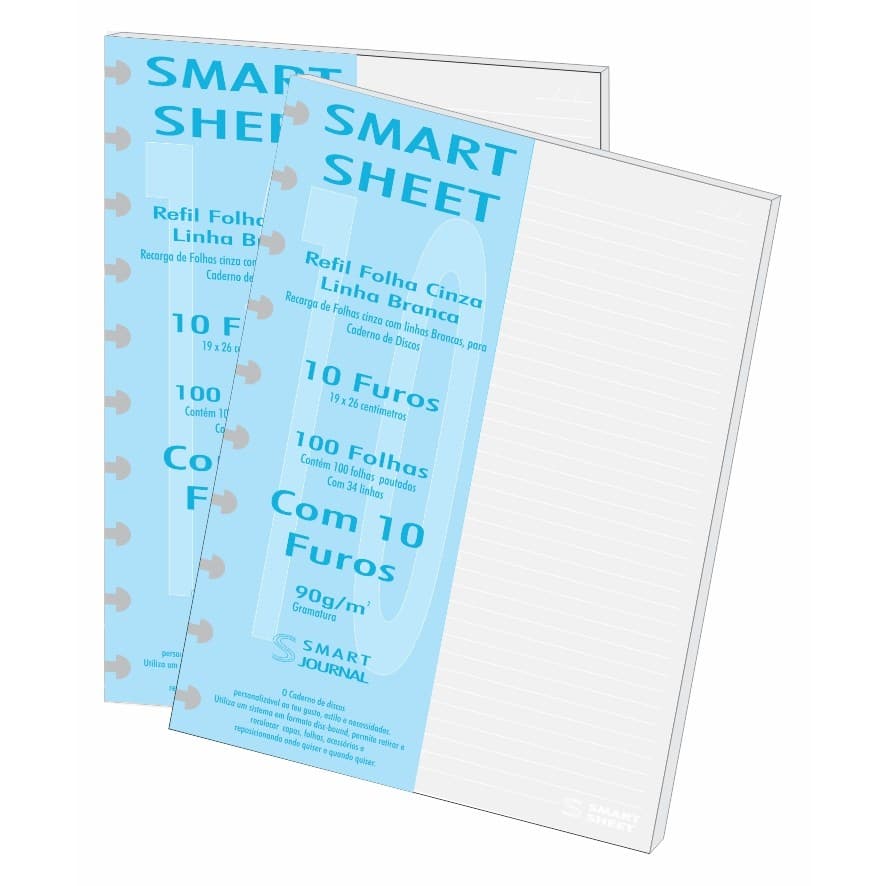 Refil Caderno de Discos 90g 200 Folhas Pauta Branca B5 10 Furos Inteligente
