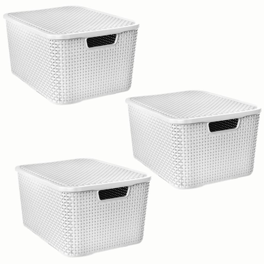 3 Caixa Organizadora Rattan 20 Litro Grande Multiuso Tampa