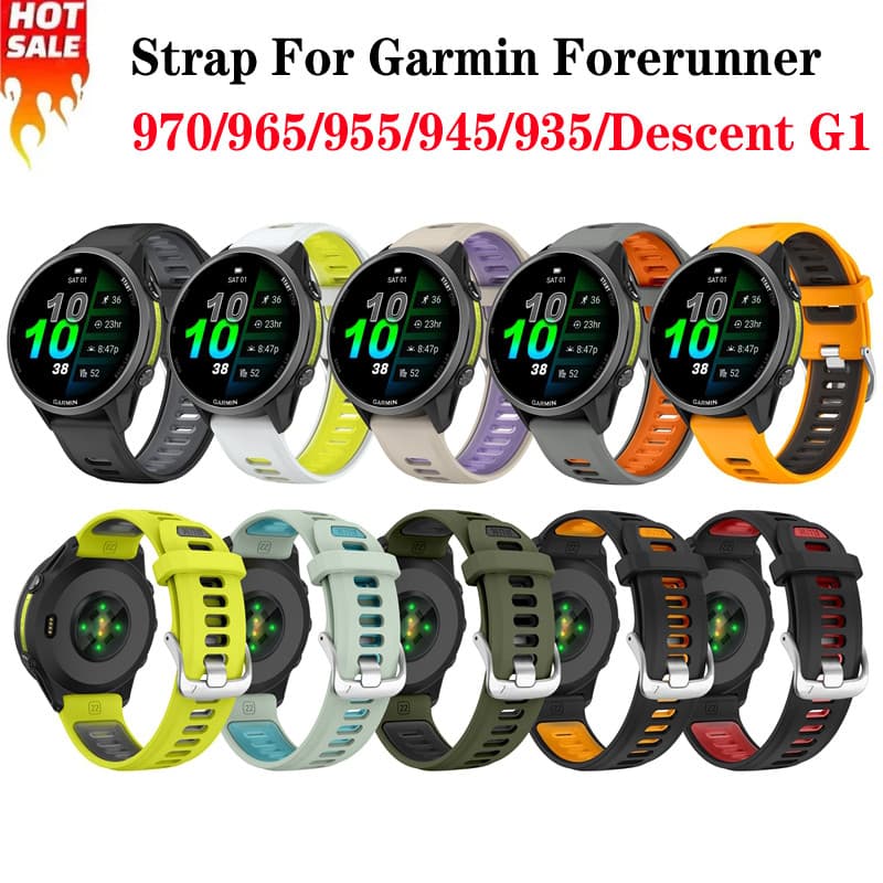 Pulseira de Silicone para Relógio Garmin Forerunner 970 965 955 945 935 Descent G1 Pulseira Esportiva Substituição Pulse