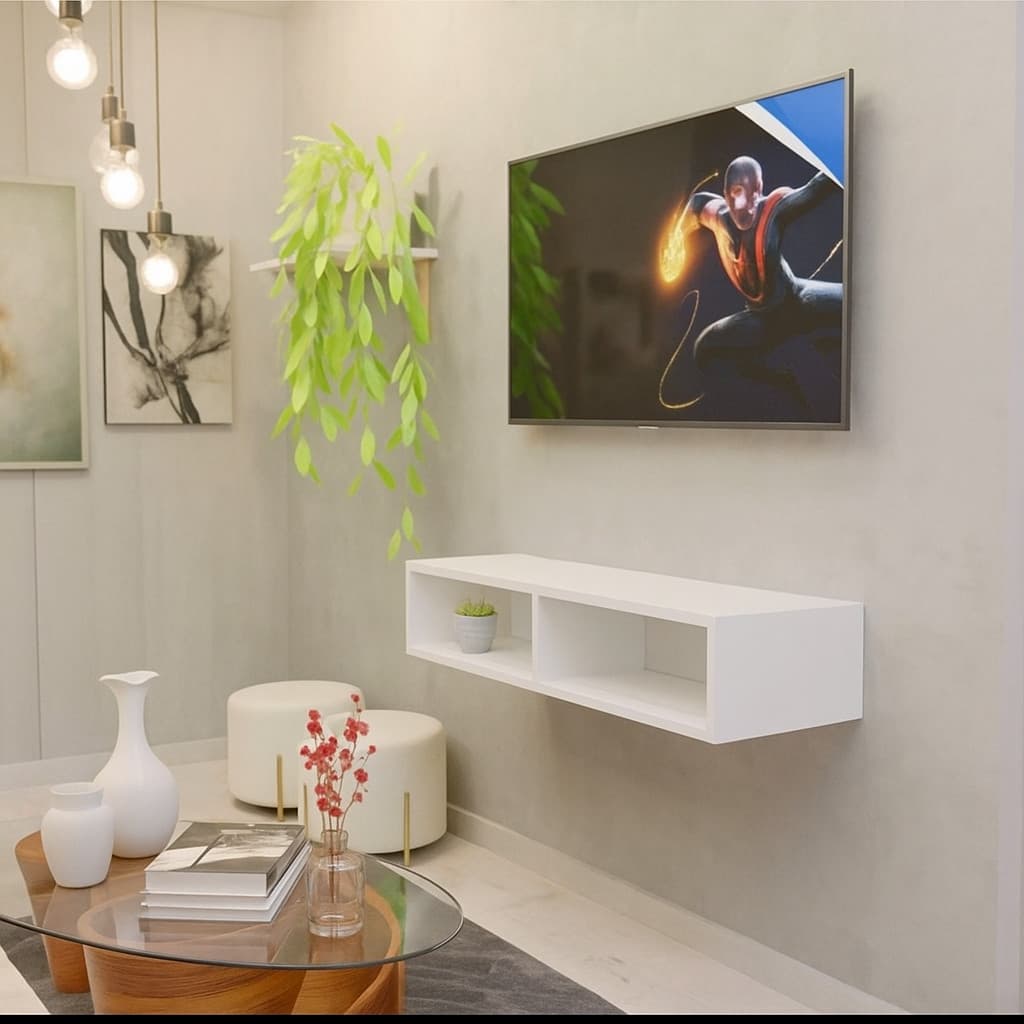 Nicho Rack Suspenso com divisão duplo Prateleira para TV
