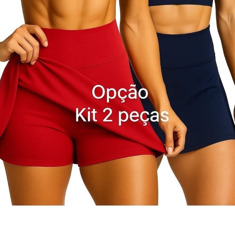 Kit 2 Short e Saia Babado Fitness Academia Dança Feminina Esportiva Beach