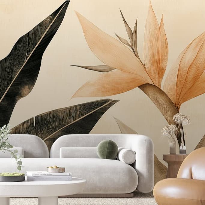 Papel De Parede Para Quarto Bege Flor Delicada Sala Escritorio adesivo Lavavel Autocolante 3D