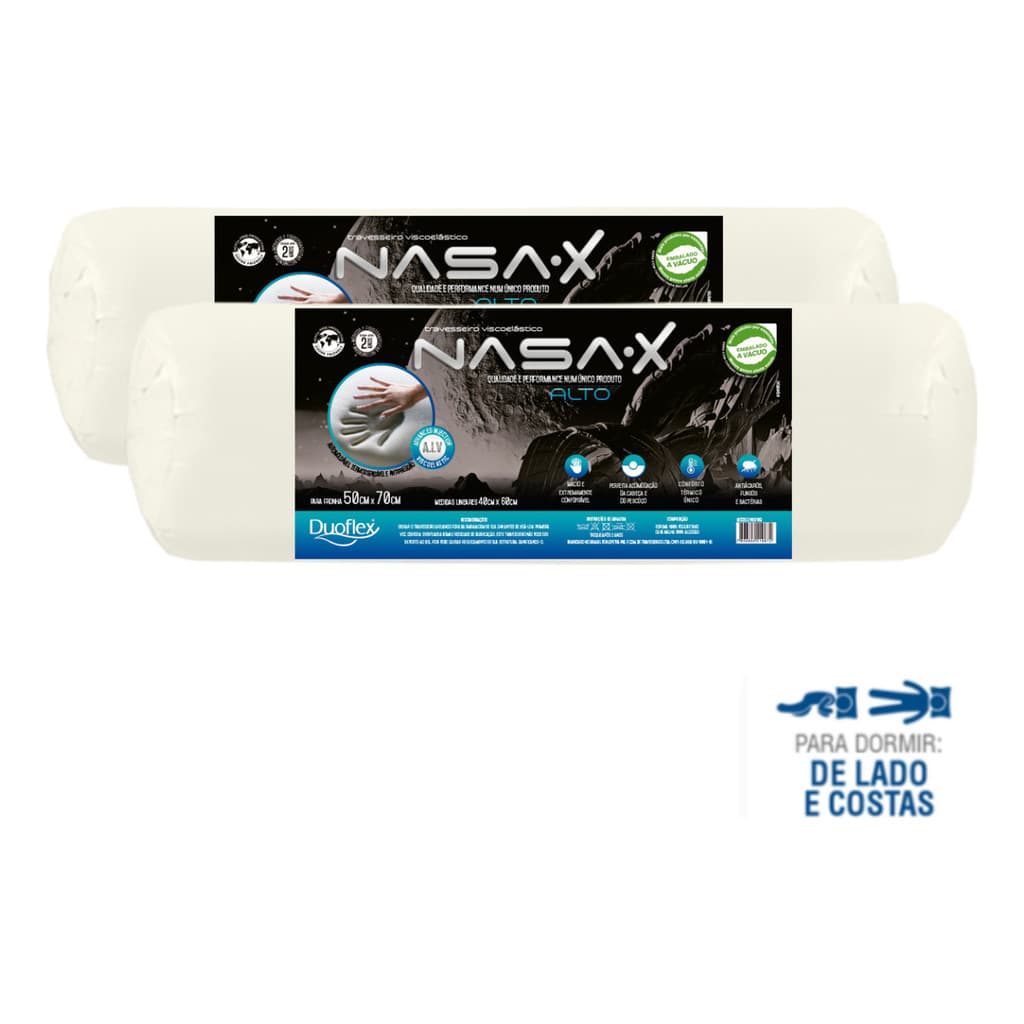 Kit 2 Travesseiros Duoflex Nasa X Alto 13cm Antiácaro