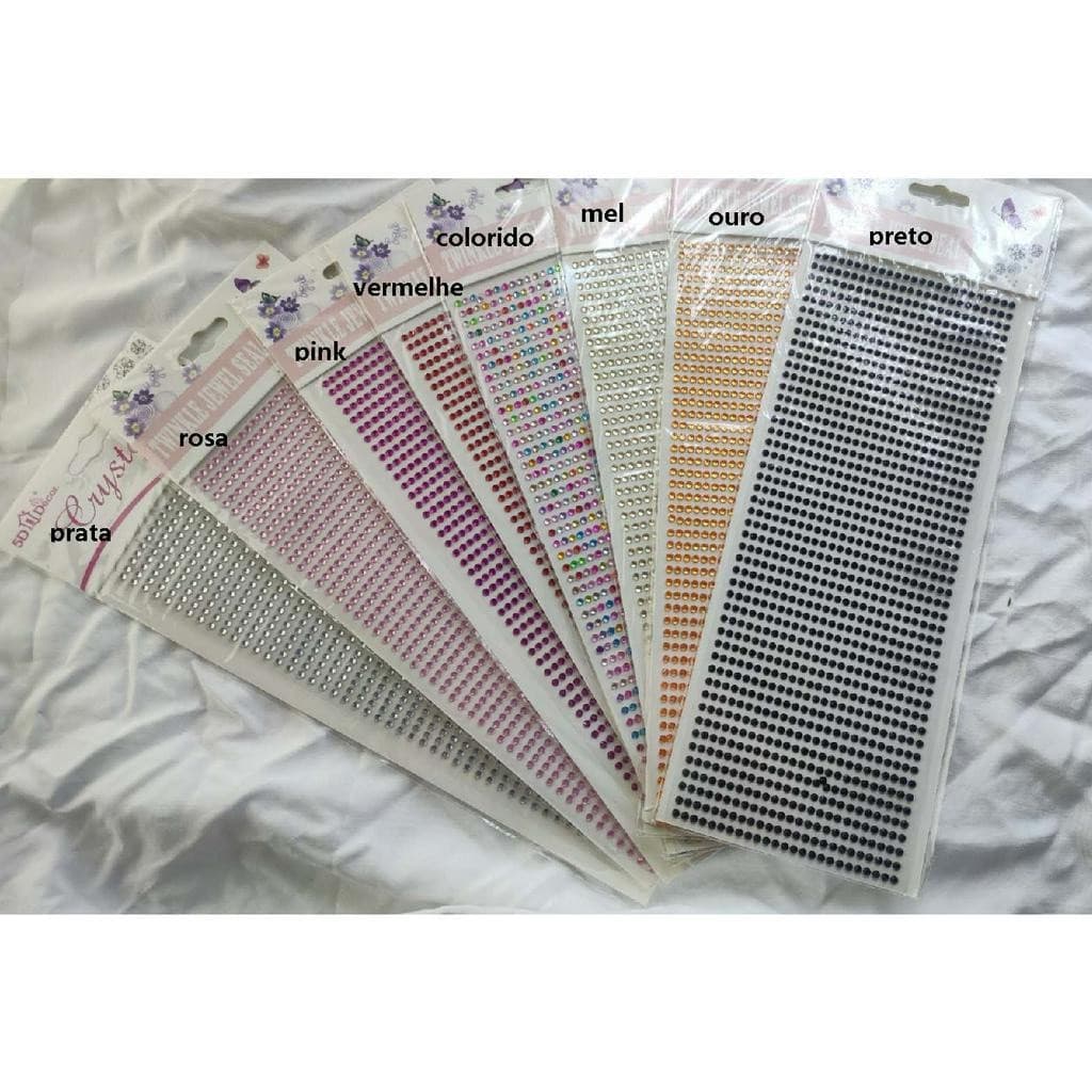 kit 4 Cartela Adesivo Strass 3mm -4mm-5mm Para Artesanato  Decoração Muitas cores