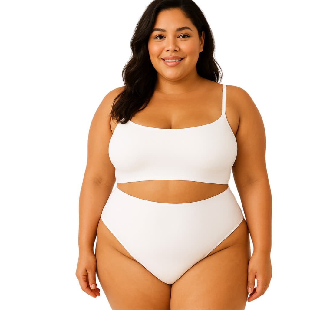 Calcinha Plus Size Cós Alto com Fio Duplo tamanho grande branca