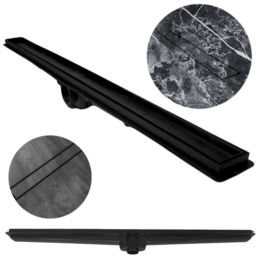 Ralo de Banheiro 5x80 Seca o Piso Oculto Invisível Plástico Preto Saídas 40mm (5cm x 81cm)
