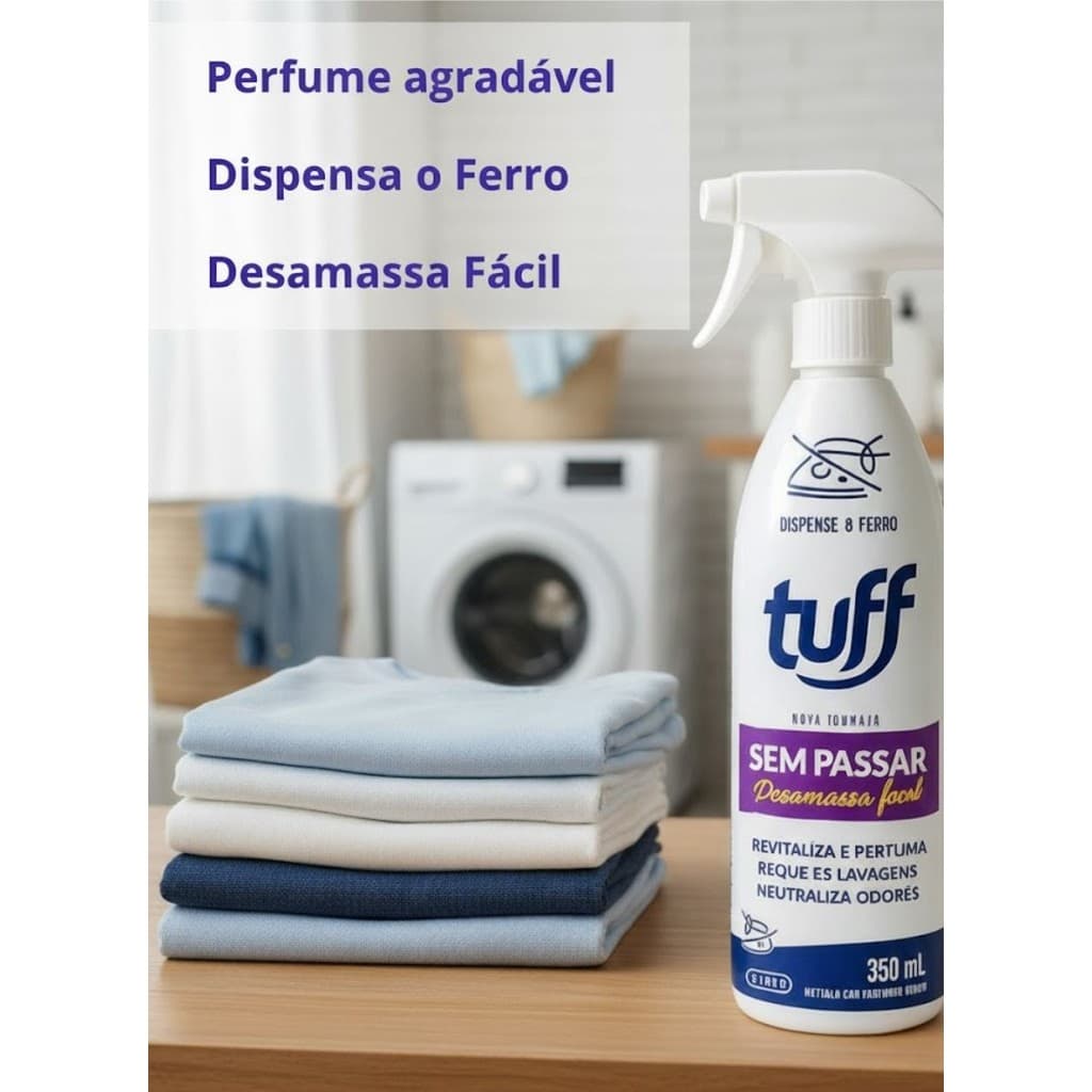 Desamassa Roupa Fácil Sem Passar Tuff Spray Neutraliza Odor das Roupas e Perfuma ideal para viagens