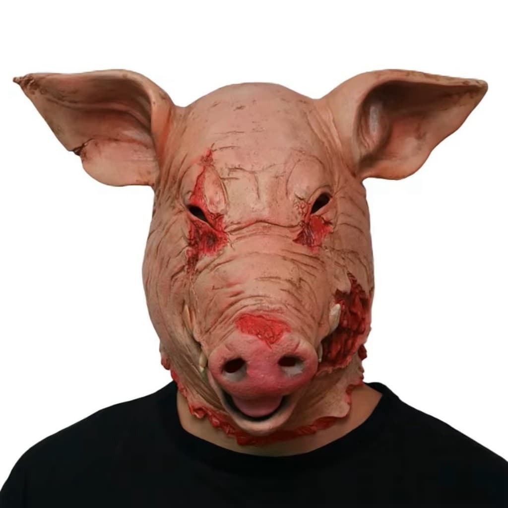Máscara Látex Cabeça de Porco Assustadora Halloween Festa