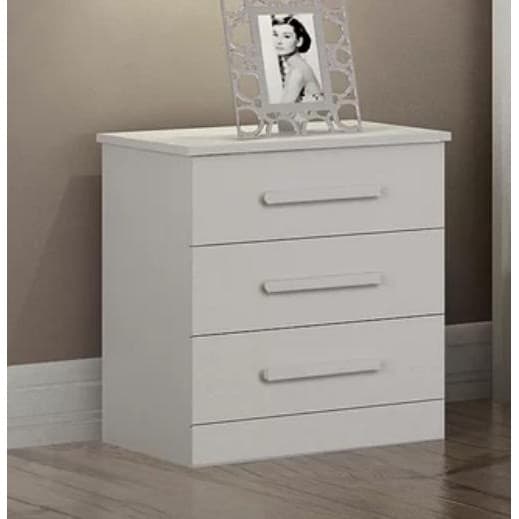 Mesa de Cabeceira Rubi 3 Gavetas Branco - Leifer