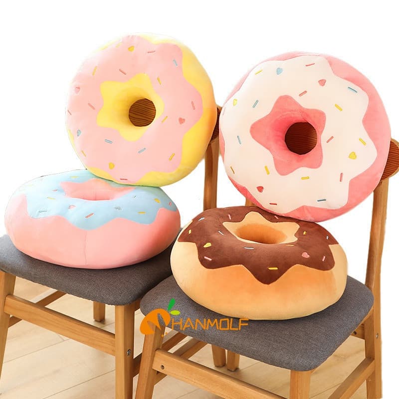 Travesseiro de rosquinha de pelúcia novo estilo de 38/58 cm, formato de senhor dos anéis, formato de comida Real, decora