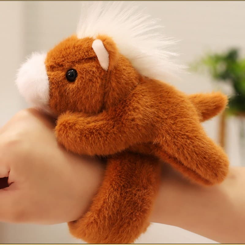 Pônei marrom pelúcia geladeira adesivo bandana Pop anel cavalo vermelho brinquedo de pelúcia boneca de pulso pequeno pre