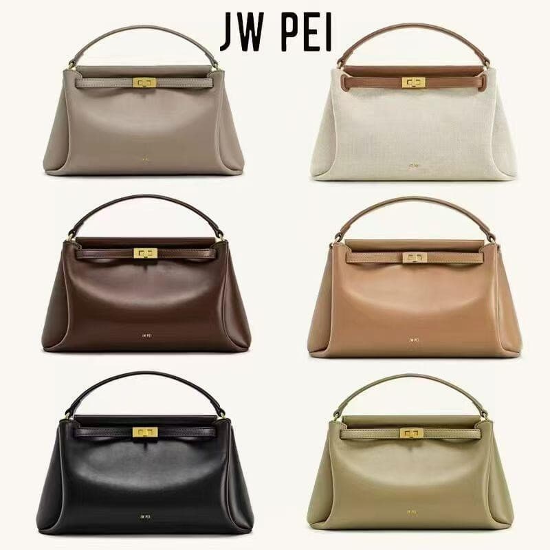 JW PEI Carmen Lock Bolsa 2026 Nova Feminina Crossbody Pequena Quadrada Com Fecho Giratório