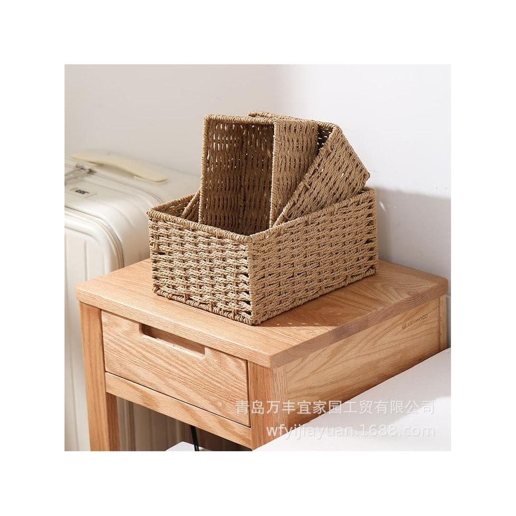 Estilo japonês caixa de armazenamento sala estar quarto cesta armazenamento imitação palha Rattan cesta armazenamento sa