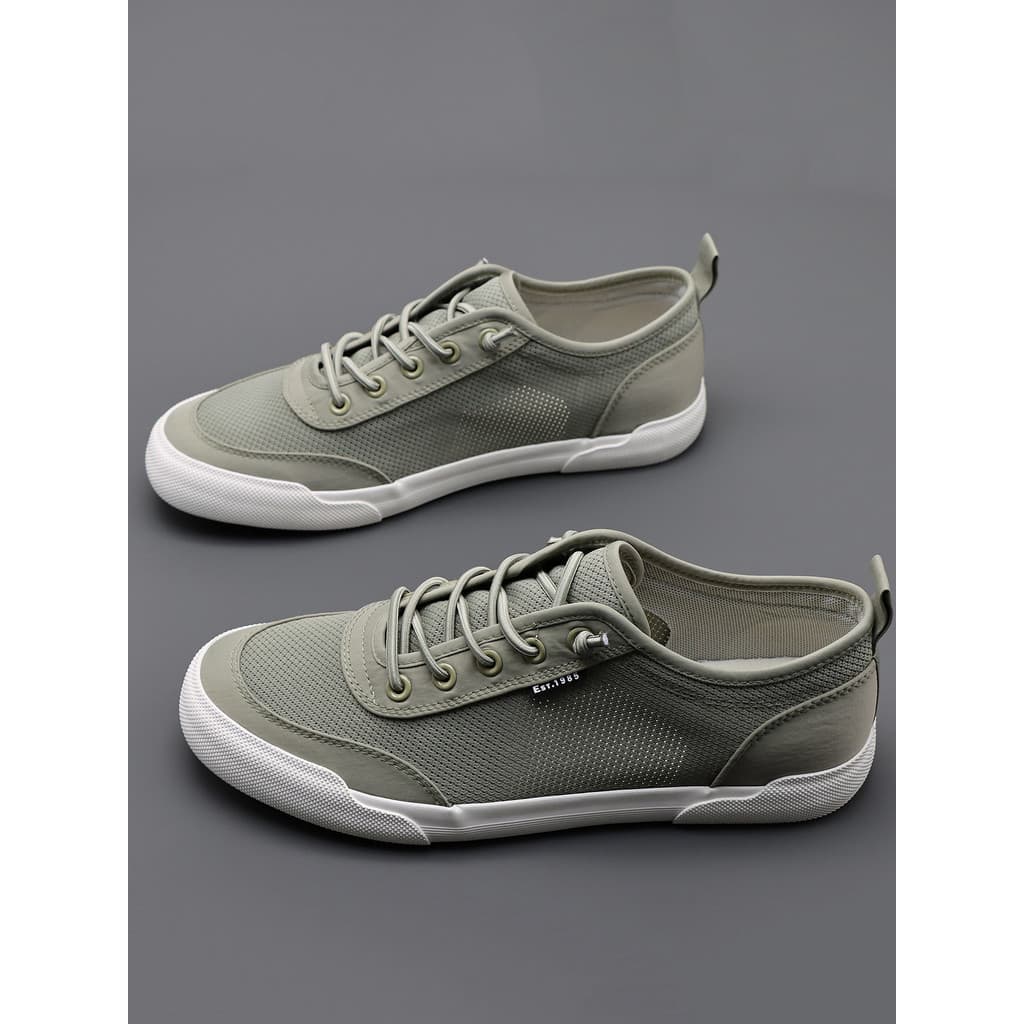 Sapatos de pano de malha masculino oco respirável All-Match leve rendas-livre capa pé na moda tênis casuais masculinos v