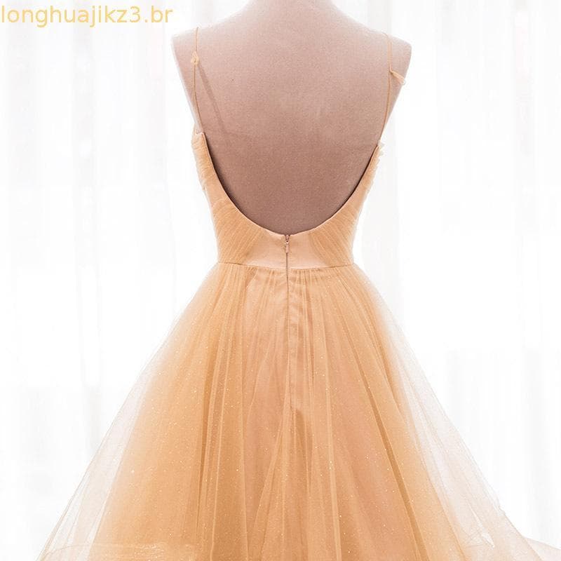 VESTIDO GODÊ MADRINHA TULE COM BRILHO  AMARELO MADRINHA FESTA CASAMENTO - CODMA16