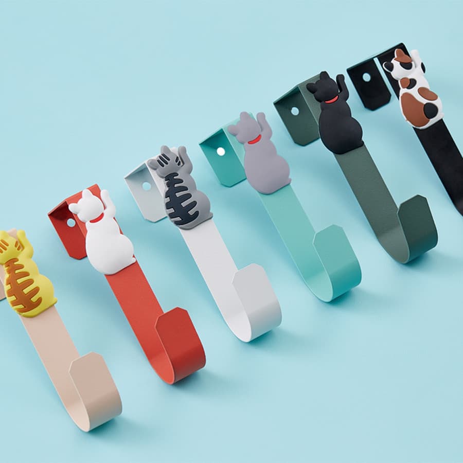 Gancho De Porta Em Forma De Gato Nórdico , De Ferro Para Roupas E Toalhas Metal Minimalista Banheiro