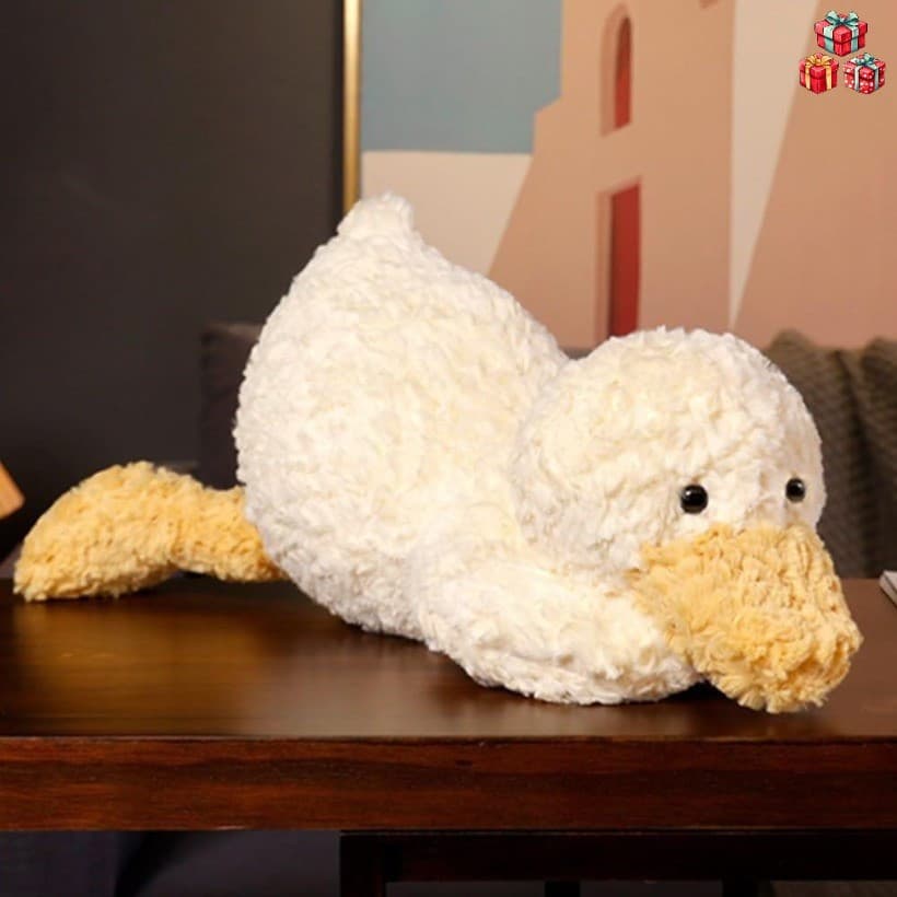 Macio Branco Bonito Pato Pelúcia Animal Brinquedo De Mole Abraçando Plushie Travesseiro Boneca Presente Ideal Para Crian