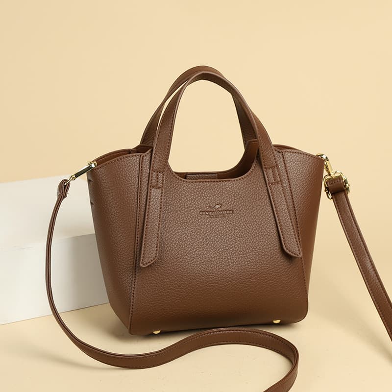 Bolsa de couro genuíno feminina 2025 novo estilo mãe mensageiro saco High-End sentimento grande capacidade elegante All-