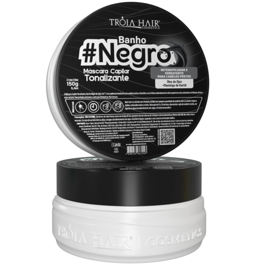Máscara Capilar Banho Negro Intensificador de Tom 150g - Troia Hair