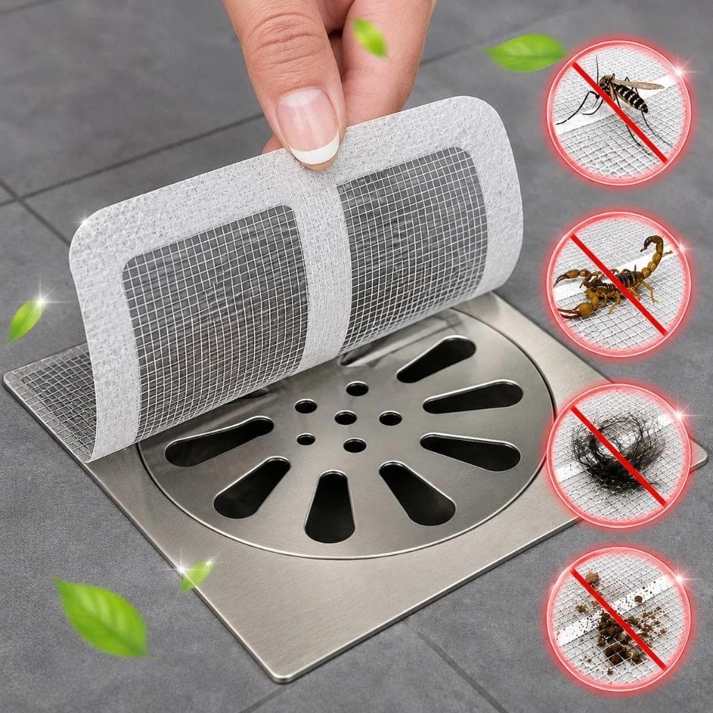KIT 20 Adesivos Protetores de Ralo Tela Descartavel Anti Entupimento Anti Insetos Para Casa Pratico