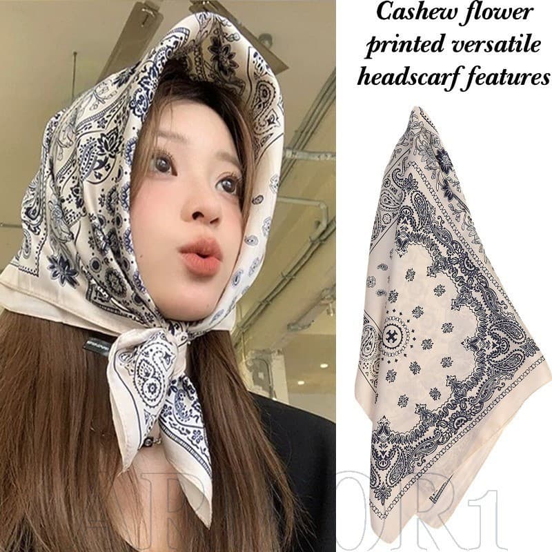 Lenço De Seda Flor De Caju-Acessórios De Proteção Solar Para Viagem-Tiara Retrô Meninas-Cocar De Verão-Pescoço-Adereços