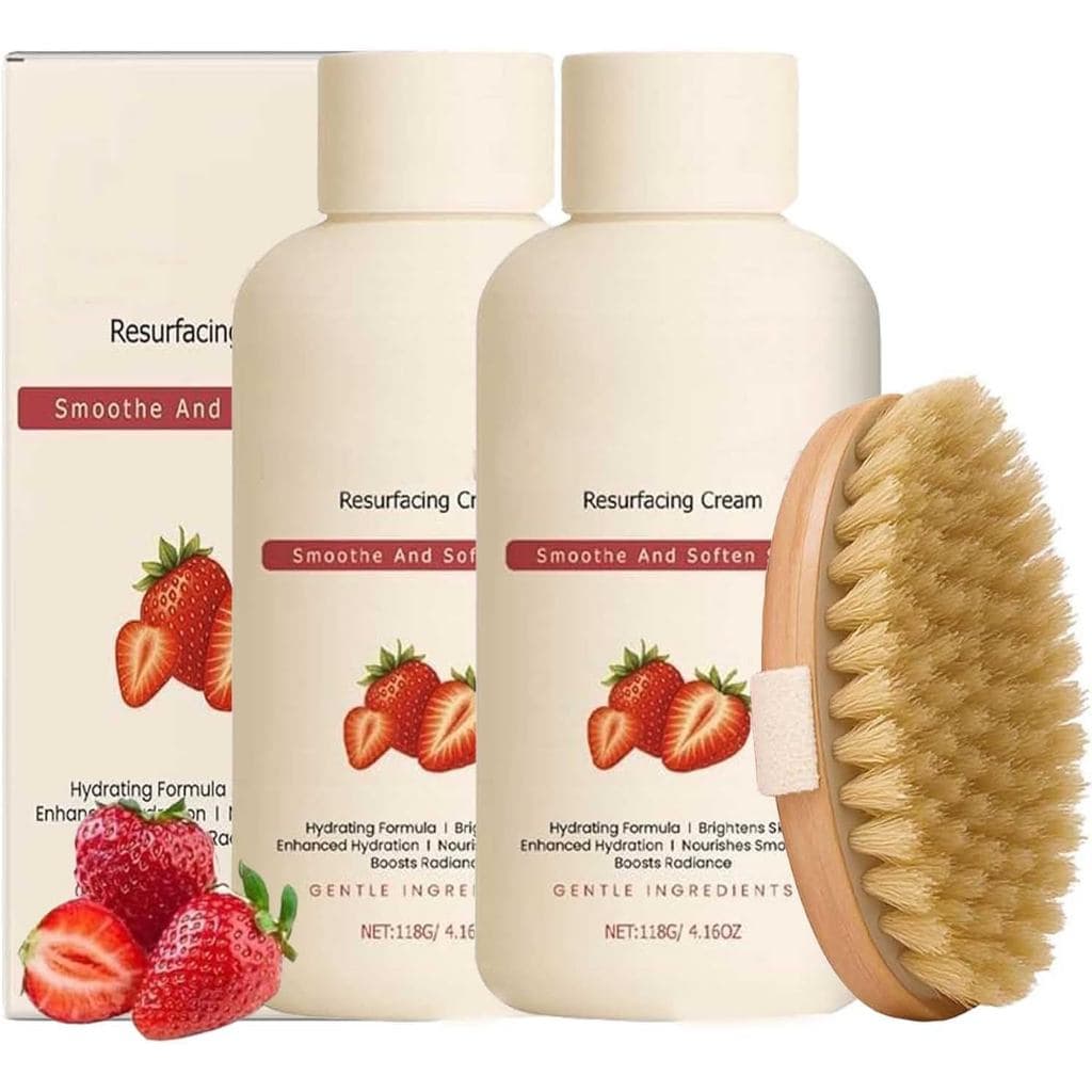 2 Peças de Creme para Tratamento de Pele de Morango, Creme Esfoliante para Pernas de Morango para Mulheres, Complexo Ava
