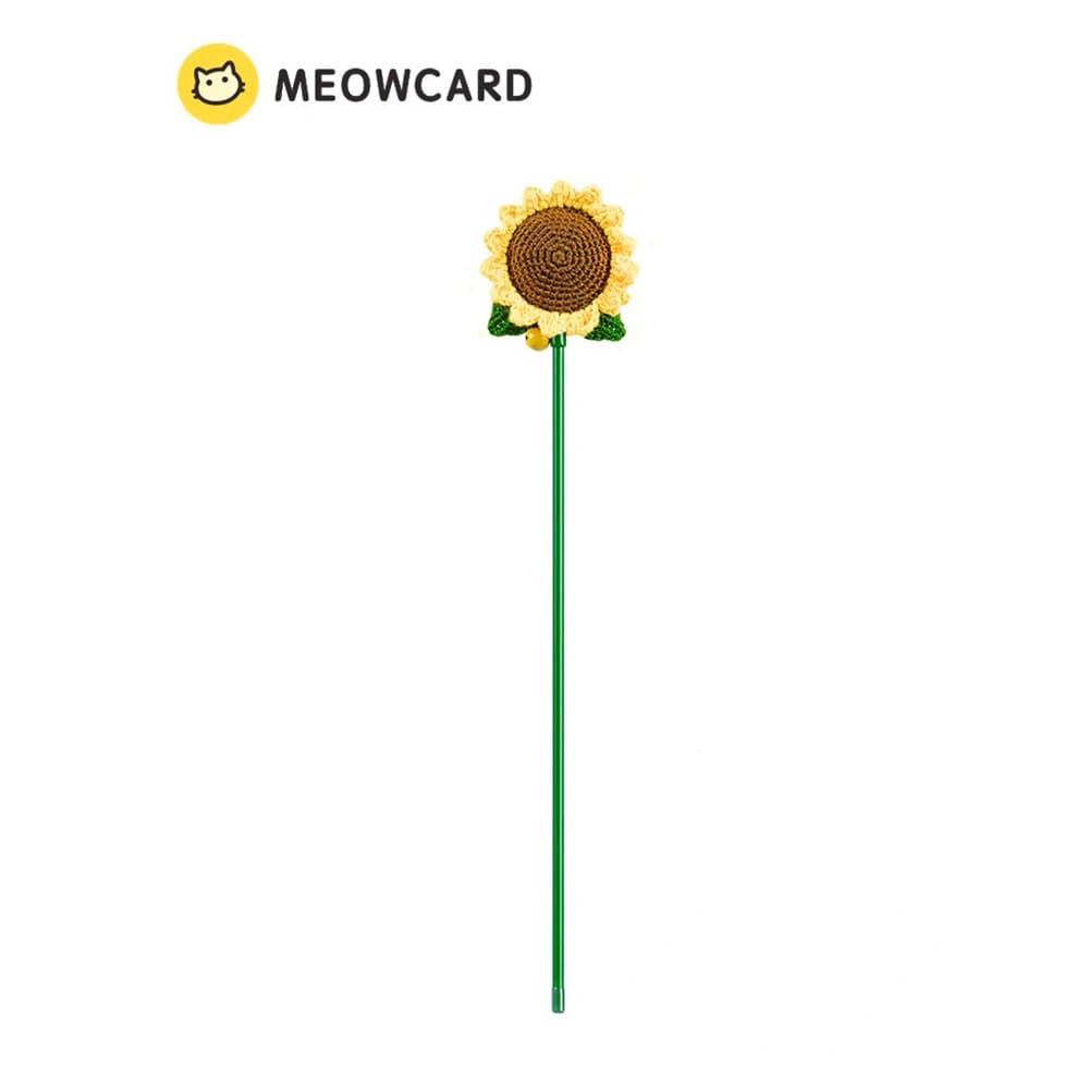 QZee gato cartão mão-tecido girassol provocando gato vara de malha Meow brinquedo haste longa sino Catnip de ma