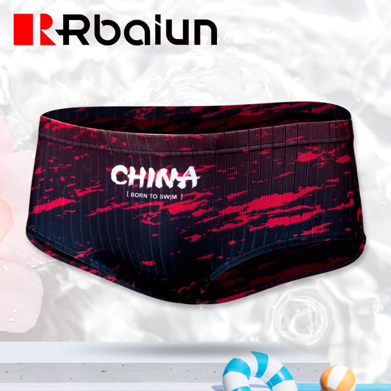 Novo estilo troncos de natação cor gradiente competição masculina corrida equipamento de treinamento profissional Anti-c