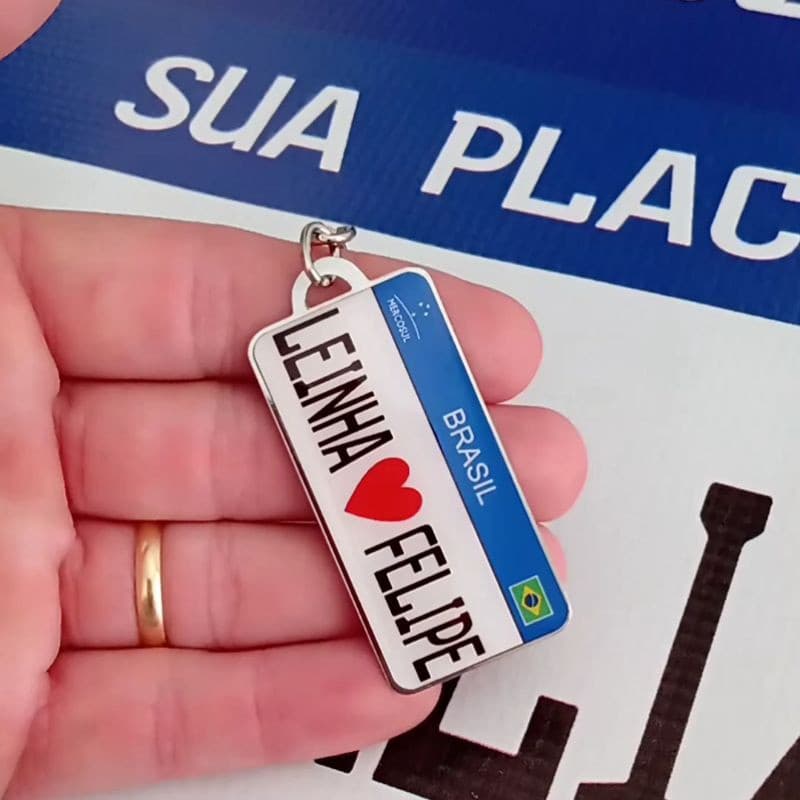 4 Chaveiros Frente e Verso Placa Mercosul Personalizados sua escolha