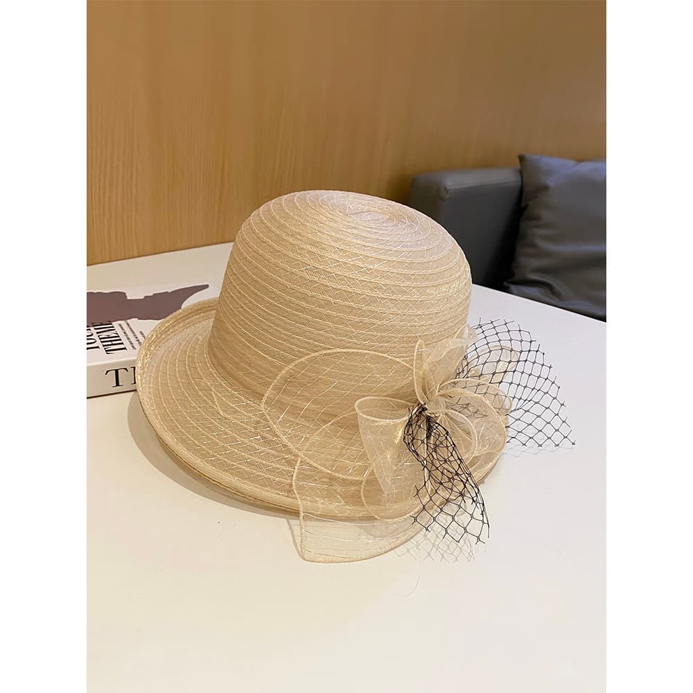 Verão novo estilo elegante flor Curling pote chapéu feminino viagem férias respirável cúpula chapéu superior All-Match p