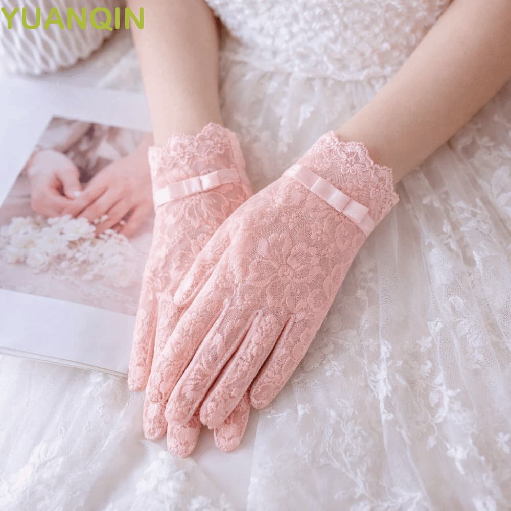 Luvas Anti-Ultravioleta YUANQINZT , De Proteção Solar Femininas De Renda De Material Fino , Design De Dedo Inteiro