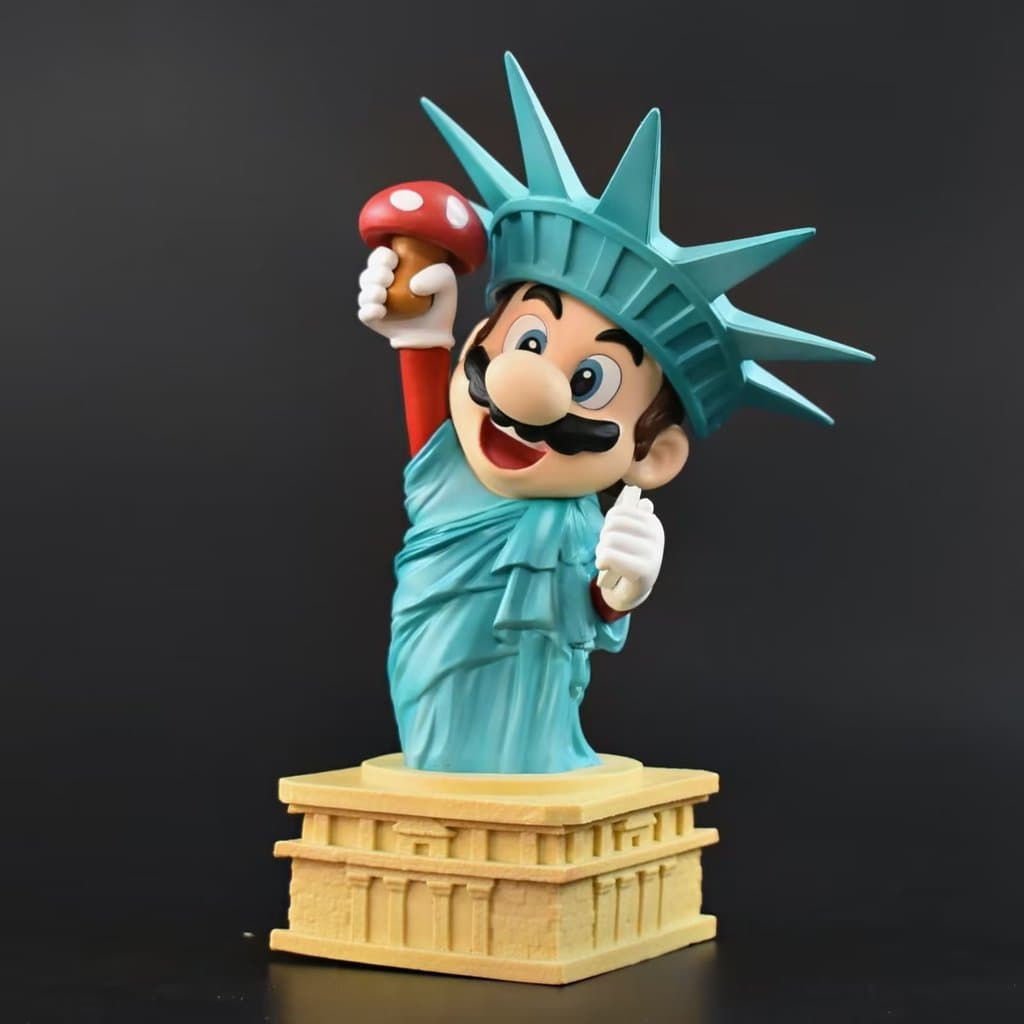 Figura GK Mary Mario COS Estátua da Liberdade para Decoração de Computador e Carro, Figura Embalada em Caixa