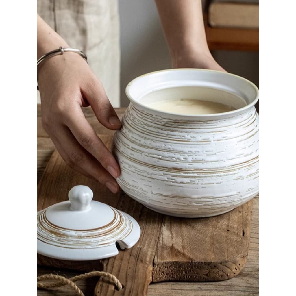 La banha tanque doméstico em relevo pote barriga tanque de óleo recipiente resistente a altas temperaturas cozinha estil