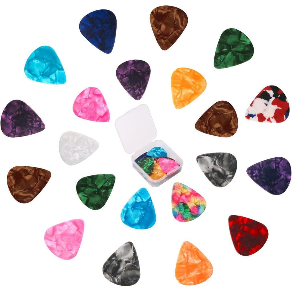 Pacote Variado de Palhetas para Guitarra, 21 Peças de Palhetas de Celuloide para Guitarra Acústica, Elétrica, Baixo e Uk