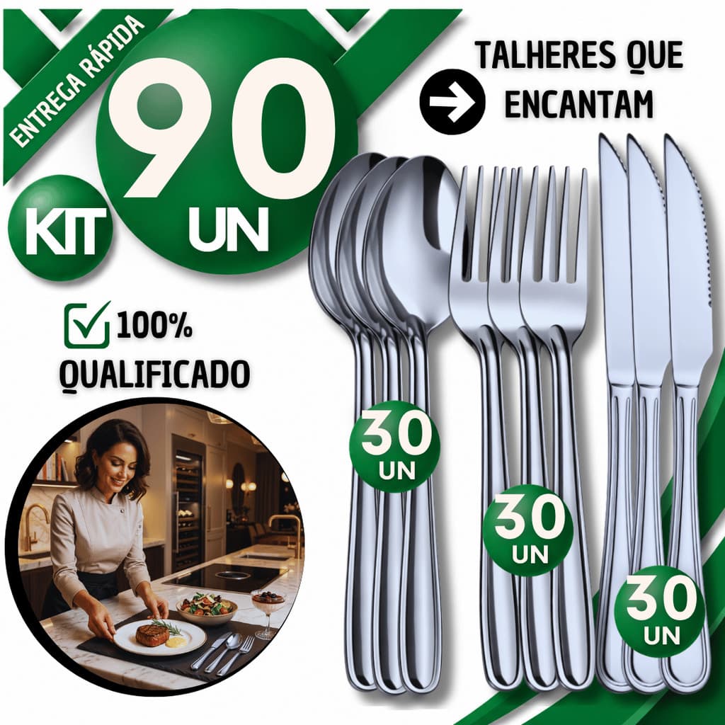 Kit Facas Colheres Garfos Resistente Inox Restaurante Buffet Cozinha Talheres Excelentes Utilidades