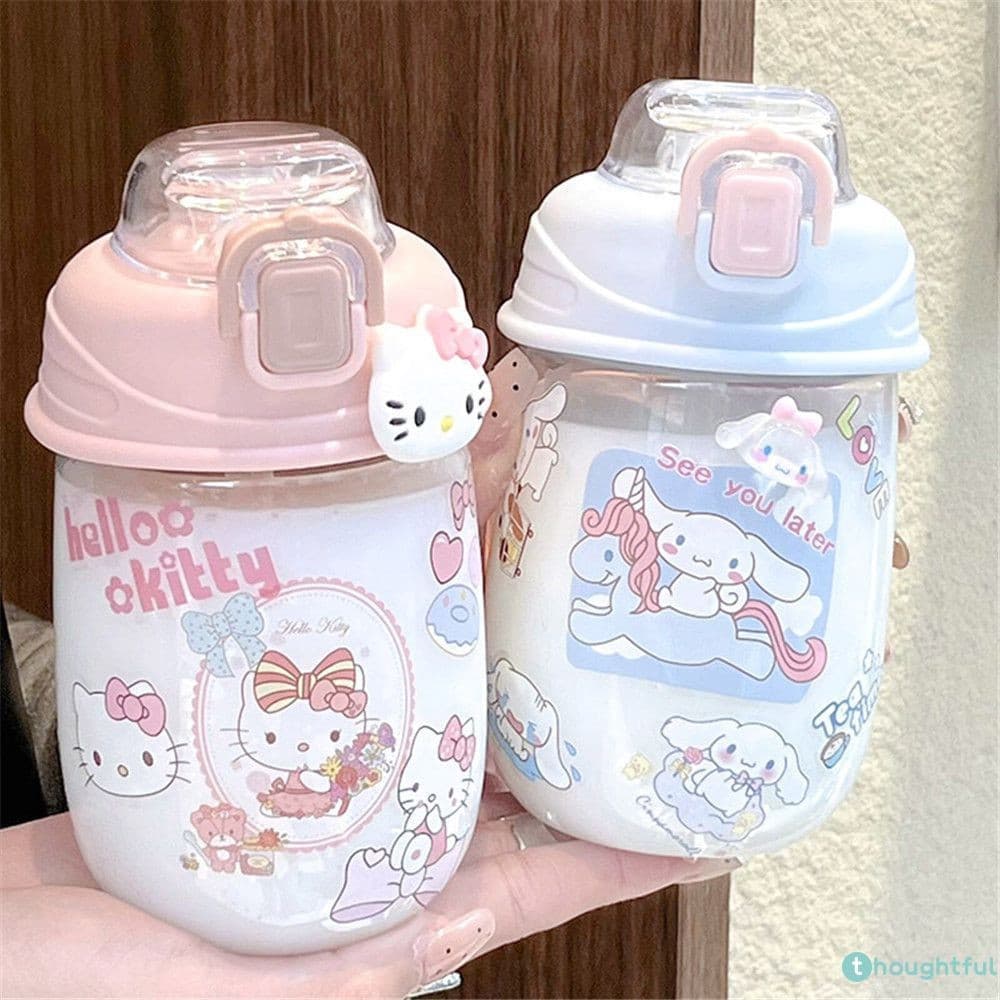 Copo De água Fofo Hello Kitty Anime Kawaii Sanrio Cinnamoroll Estudante Garrafa De Plástico Portátil Presentes